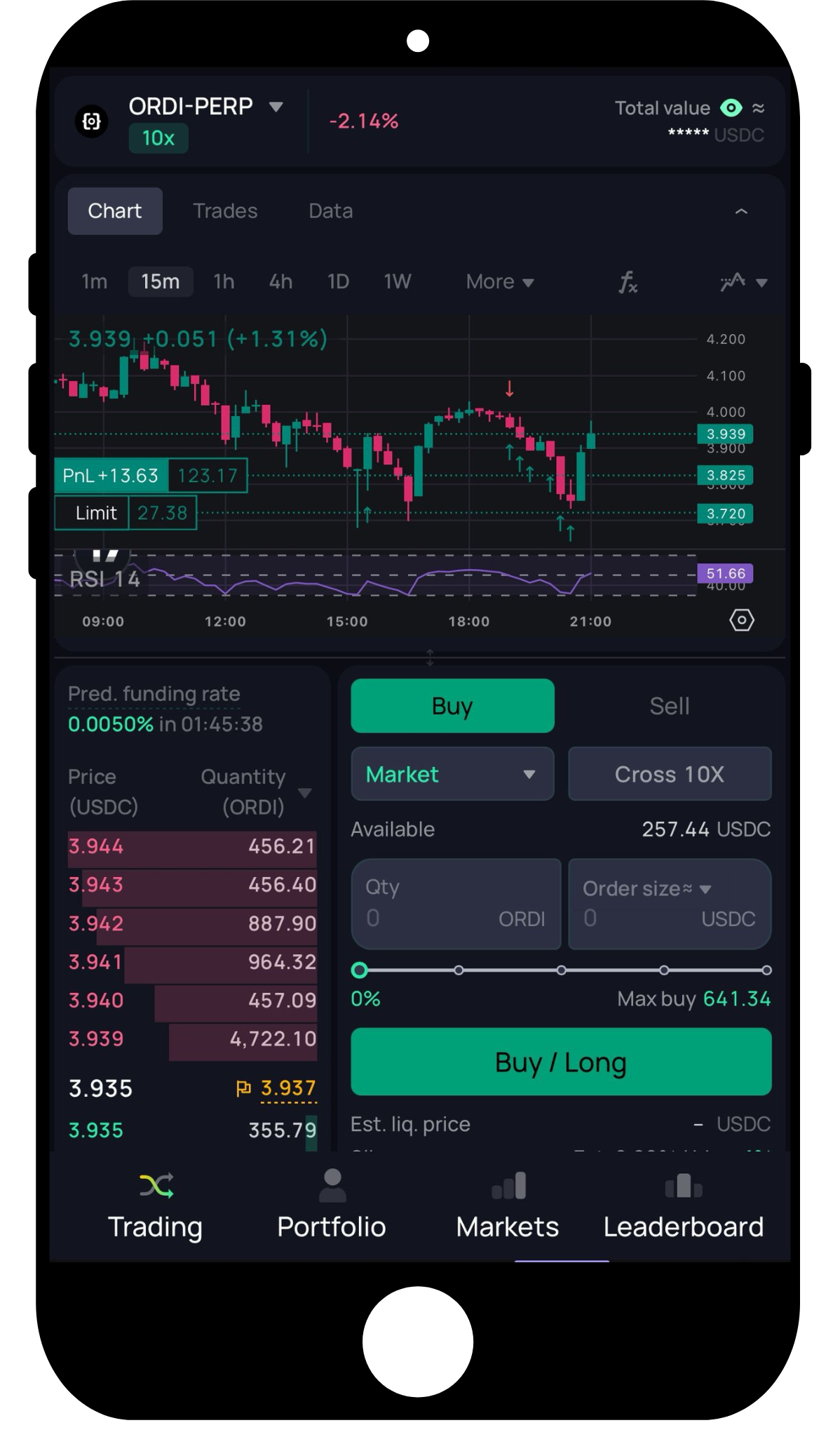 DiamondX mobile trading interface